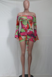 Sexy Print See-through Mesh Wrapped Skirt Dresses
