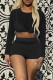 Sexy Casual Solid Hollowed Out See-through O Neck Long Sleeve Two Pieces