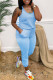 Fashion Casual Solid Basic O Neck Regular Jumpsuits