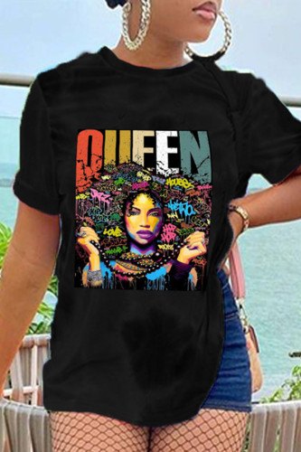 Fashion Casual Print Basic O Neck T-Shirts