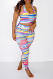 Sexy Casual Print Vests Pants U Neck Sleeveless Two Pieces