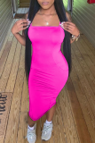 Sexy Solid High Opening Strapless Pencil Skirt Dresses