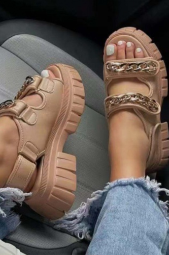 Casual Street Hollowed Out Patchwork Chains Opend Out Door Shoes