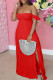 Fashion Sexy Solid Backless Slit Off the Shoulder Sleeveless Dress