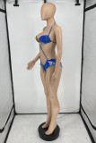 Fashion Sexy Print Hollowed Out Backless Strap Design Swimwears