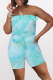 Sexy Patchwork Tie-dye Strapless Regular Rompers