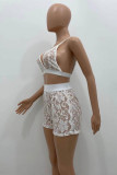 Fashion Sexy Patchwork See-through Backless V Neck Sleeveless Two Pieces