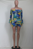 Sexy Print See-through Mesh Wrapped Skirt Dresses