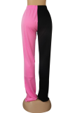 Sportswear Print Solid Color Block Patchwork Straight High Waist Straight Solid Color Bottoms