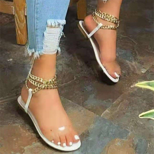 Sexy Street Split Joint Chains Opend Comfortable Out Door Shoes
