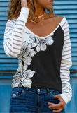 Casual Daily Striped Print Solid Sequins Basic V Neck Tops