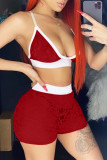 Fashion Sexy Patchwork See-through Backless V Neck Sleeveless Two Pieces