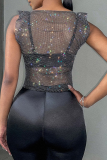 Sexy Solid Patchwork V Neck Tops