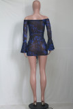 Sexy Print See-through Mesh Wrapped Skirt Dresses