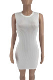Sexy Casual Solid Basic O Neck Sleeveless Dress