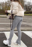 Fashion Casual Solid Slit Regular Mid Waist Conventional Solid Color Bottoms
