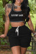 Casual Sportswear Letter Print Vests U Neck Sleeveless Two Pieces