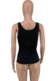 Fashion Casual Letter Print Basic U Neck Tops