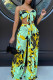 Sexy Print Patchwork With Bow Strapless Sleeveless Two Pieces