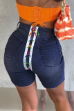 Casual Patchwork Draw String Plus Size Jeans