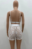 Fashion Sexy Patchwork See-through Backless V Neck Sleeveless Two Pieces