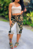 Fashion Casual Camouflage Print Patchwork Regular Mid Waist Pants