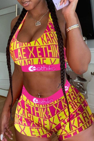 Casual Sportswear Print Vests U Neck Sleeveless Two Pieces