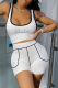 Sportswear Hot Drilling Patchwork U Neck Sleeveless Two Pieces