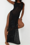 Sexy Patchwork Solid Mesh Swimwears Cover Up