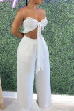 Sexy Solid Bandage Strapless Sleeveless Two Pieces
