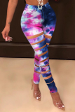 Sexy Patchwork Ripped Tie-dye Skinny High Waist Pencil Full Print Bottoms