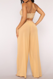 Sexy Solid See-through Loose Mid Waist Wide Leg Solid Color Bottoms