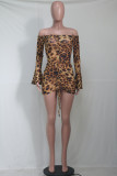 Sexy Print See-through Mesh Wrapped Skirt Dresses
