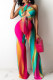 Fashion Sexy Print Backless Strap Design Strapless Sleeveless Two Pieces