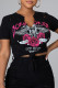 Fashion Casual Print Ripped V Neck T-Shirts