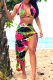 Sexy Print High Opening Halter Sleeveless Two Pieces