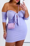 Sexy Solid Patchwork Off the Shoulder Pencil Skirt Plus Size Dresses