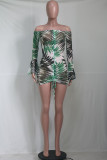 Sexy Print See-through Mesh Wrapped Skirt Dresses