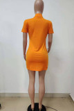 Casual Print Split Joint O Neck One Step Skirt Dresses