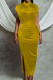 Fashion Sexy Solid Slit Half A Turtleneck Evening Dress