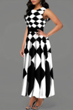Fashion Casual Print Patchwork O Neck Sleeveless Dress