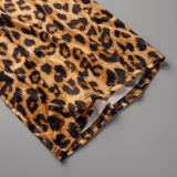 Casual Print Leopard Patchwork Spaghetti Strap Plus Size Jumpsuits