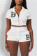 Fashion Casual Letter Solid Embroidered Hooded Collar Short Sleeve Two Pieces