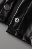 Fashion Casual Solid Patchwork Turndown Collar Outerwear