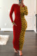 Sexy Print Patchwork Turtleneck Wrapped Skirt Dresses