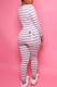 Casual Living Striped Print Basic V Neck Skinny Jumpsuits