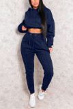 Sweet Solid Patchwork Hooded Collar Long Sleeve Two Pieces