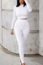 Living Solid O Neck Long Sleeve Two Pieces
