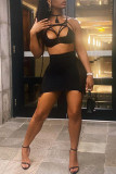Fashion Sexy Patchwork Solid See-through Skinny High Waist Skirt