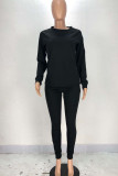 Twilled Satin Solid O Neck Long Sleeve Regular Sleeve Regular Two Pieces